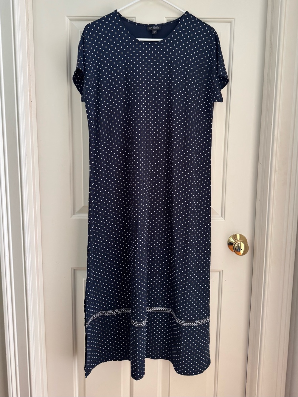 J. Jill Wearever Navy Polka Dot Dress